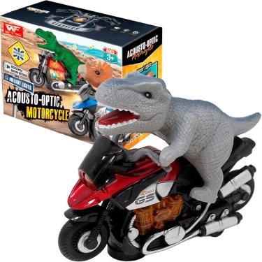 Imagem de Brinquedo Dinossauro Motoqueiro Bate e Volta Luz Som À Pilha