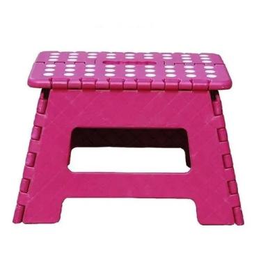 Imagem de Banqueta Dobravel Infantil Adulto Portatil Degrau Multiuso Anti Derramente Rosa