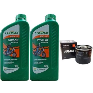 Imagem de Óleo Mineral 20w50 Moto Lubrax 2 Litros + Filtro Ph6018 Fram