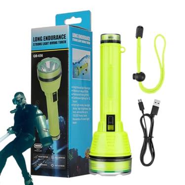 Imagem de Rrlihjgu Lanterna de Mergulho,Lanterna Subaquática Para Mergulho | Farol Submarino Recarregável com Alça Antiderrapante para Iniciantes Pesquisa Científica Exploração
