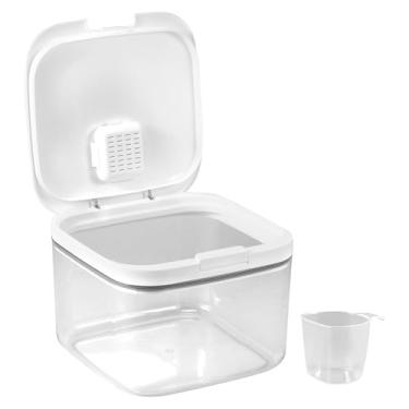 Imagem de Recipiente de cápsulas de lavanderia de 5,6 L, recipiente de pó de lavanderia, suporte extra grande para lava-louças com tampa, dispensador de detergente em pó transparente com copo medidor para