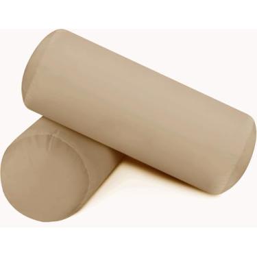 Imagem de SAHARBEDDINGS 2 peças de capa de almofada de pescoço cervical com fronhas reforçadas de algodão para almofada cilíndrica gola redonda fecho de zíper (taupe, 24 x 6 rolos, conjunto de 2)