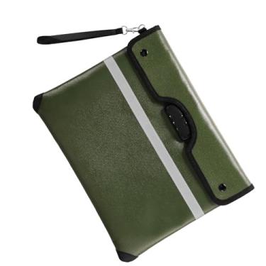 Imagem de Bolsa de documentos à prova de fogo com zíper selado à prova d'água e bolsa de armazenamento com fechadura combinada para carteira de certificado de passaporte em dinheiro (verde, tamanho grande)