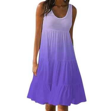 Imagem de Vestido de praia feminino, moda, férias, verão, gradiente, estampa, se