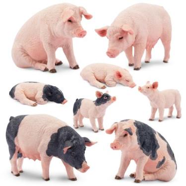 Imagem de Conjunto de estatuetas Toymany Pig Farm Animal, 8 peças para crianças 