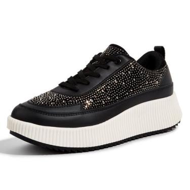 Imagem de Tênis feminino LUCKY STEP com strass Chunky Platform preto
