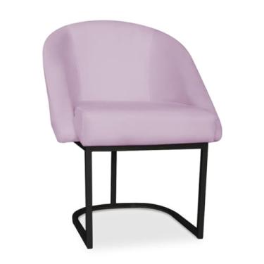 Imagem de Poltrona Decorativa Lua Veludo Base Metal Preto - Design Moderno e Conforto para Sala, Quarto - JRC Móveis (Lilás)