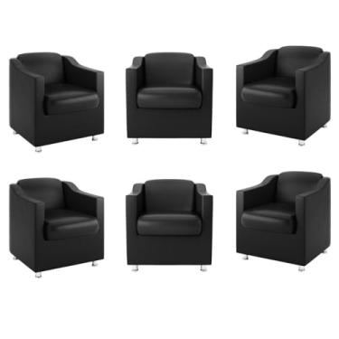 Imagem de Kit 6 Poltronas Decorativas Consultorio Recepção Sala Cor:preto