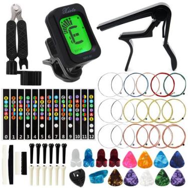 Imagem de Kit de acessórios para guitarra acústica Anvin com cordas, afinador, c