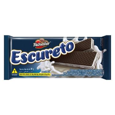 Imagem de Biscoito Wafer Escureto Richester Sabor Chocolate com Recheio de Baunilha 80g