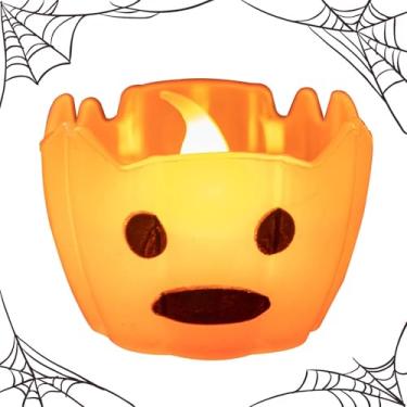 Imagem de Vela sem chama de abóbora, luz de vela de abóbora - Decoração leve de chá de abóbora - Vela de abóbora sem chama led criativa, luzes de vela de abóbora a pilhas para decoração de casa de férias