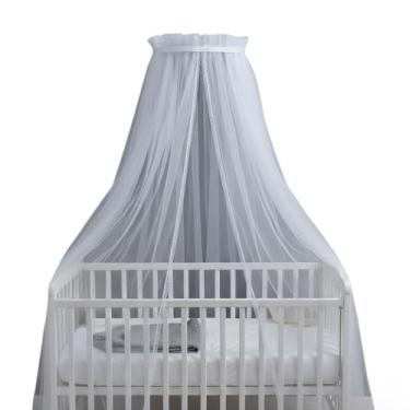 Imagem de Mosquiteiro para Berço com Dossel Branco, Tule com Renda, Proteção Contra Mosquitos, Estrutura em Aço, Decoração Elegante para Quarto(Dourado)