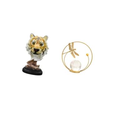 Imagem de Fenteer Escultura Moderna de Animal com Bola de Cristal para Entrada, Sala de Estar, Estante, Mesa, Corredor, Lareira, Quarto, Decoração de Escritório