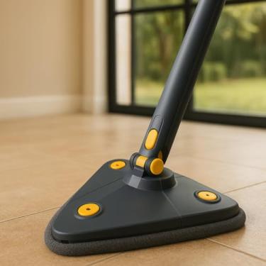 Imagem de Mop Giratório 360° Triangular, Microfibra, Limpeza de Cantos e Rodapés, Cabo 109cm