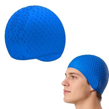 Imagem de Touca de natação de silicone elástico profissional – Ajuste confortável para adultos e adolescentes, ideal para piscina, natação no oceano e proteção de cabelo longo