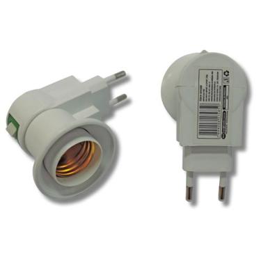 Imagem de Soquete Para Lâmpada Com Adaptador Para Tomada e Botão Liga/Desliga E2