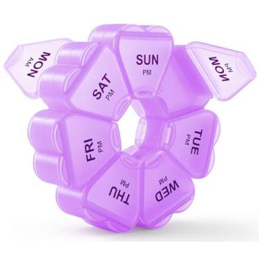 Imagem de AOGUU Organizador semanal de comprimidos, caixa de comprimidos para 7 dias da manhã/tarde com 14 compartimentos, estojo de comprimidos de viagem 2 vezes por dia para vitaminas, medicamentos, óleo de