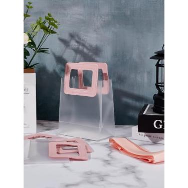 Imagem de 4 peças de sacolas de presente transparentes, sacolas plásticas transparentes de Natal com alça para aniversário, chá de panela, artigos de despedida de solteira, embrulho de presentes, decoração de