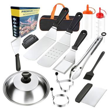 Imagem de Kit Churrasco - Acessórios Portáteis Para Churrasco | 14 Peças Resistente E Portátil Para Acampamento Jardim Carnes Legumes Espetinhos