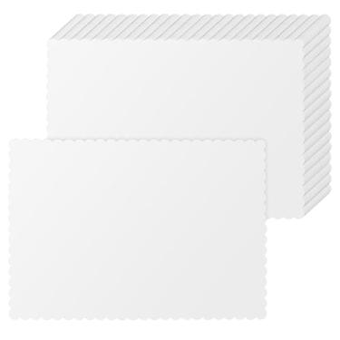 Imagem de Sabary 300 peças de jogo americano branco de papel descartável de Natal 35 x 26 centímetros borda ondulada tapete de mesa em branco para adultos decoração de mesa de jantar de férias