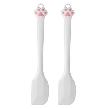Imagem de Molain 2 espátulas de silicone, espátula de borracha pequena de 22,4 cm, raspador de pratos em forma de pata de gato, antiaderente, flexível, lavável na lava-louças, para assar, cozinhar, espalhar e