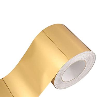 Imagem de Faixa de borda de parede autoadesiva de 5 metros, decoração de borda de parede, painéis de parede de PVC, borda de teto, moldura de porta, linha de cintura, decoração de interiores (ouro brilhante, 12