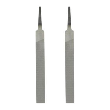 Imagem de HARFINGTON 2 limas planas de corte fino de 10 cm com dentes de corte duplo de aço de alto carbono sem alça para remoção de rebarbação de madeira de metal