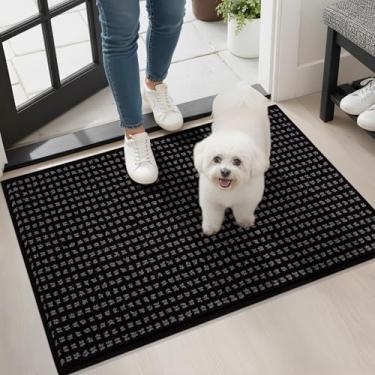 Imagem de hicorfe Tapete de porta interior Dirt Trapper, tapete de porta de boas-vindas de 51 x 80 cm, tapete de porta lavável, tapete de entrada de baixo perfil absorvente e resistente para porta traseira da