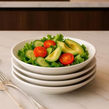 Imagem de Conjunto de 4 Pratos Rasos Elegantes - 26cm para Mesa de Jantar, Buffets e Serviço de Petiscos, Utensílios Domésticos Práticos