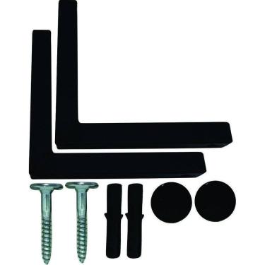 Imagem de Kit 2 Suportes Mão Francesa Cantoneira Prateira Preto 30Cm