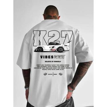 Imagem de Camiseta Masculina De Verão Em Algodão Com Gola Redonda E Estampa Gráf