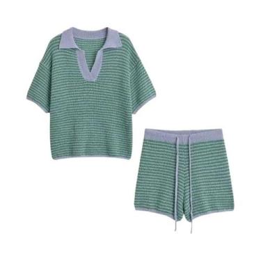 Imagem de KUCLUT-Shorts de malha de cintura alta para mulheres, terno fashion co