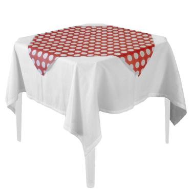 Imagem de Toalha De Mesa Poá Vermelho E Branco Tnt 70cm X 70cm - 5 Un.
