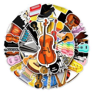 Imagem de Pacote de adesivos, instrumento musical, anime, vinil impermeável, 50 