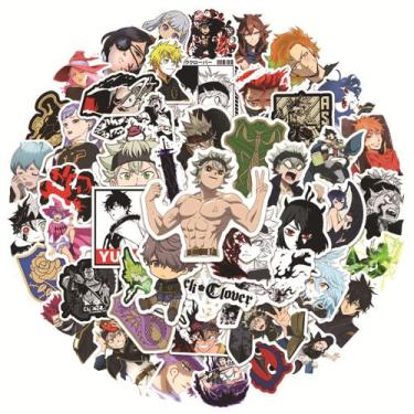 Imagem de Pacote de adesivos: preto, trevos, anime, vinil impermeável, 50 unidad