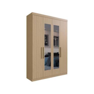 Imagem de Roupeiro Solteiro 4 Portas Édez Ash, com Espelho, Cedro - Herval, Nogu