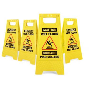 Imagem de Cuidado: Placa de piso úmido XPCARE, 60 cm, aviso de segurança bilíngu