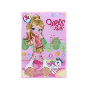 Imagem de Estojo maleta escolar com 24 peças inmetro - EQP Presentes, Dog