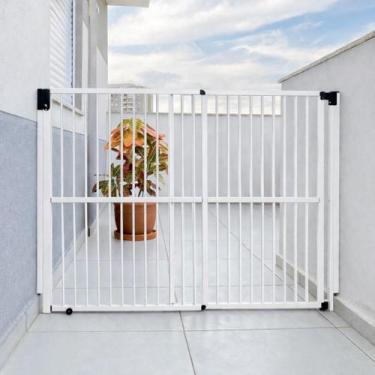 Imagem de Portão de segurança - Alumínio - 100 cm x 058 a 100 cm - Branco - Real