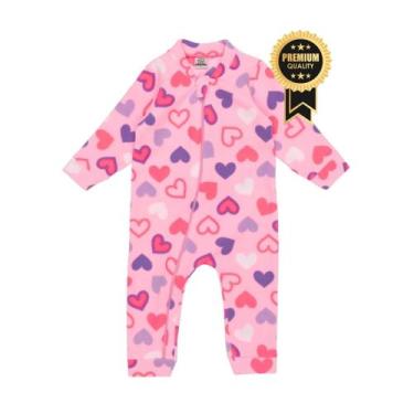 Imagem de Macacão Bebê Soft Pettenati Inverno Com Zíper Quentinho, Corações rosa