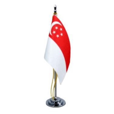 Imagem de Mini Bandeira De Mesa De Singapura  15 Cm Mastro  Poliéster - SP Bande