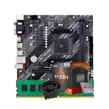 Imagem de Kit upgrade ryzen 7 1700 + cooler amd + placa a320 + ddr4 16gb - TOB C