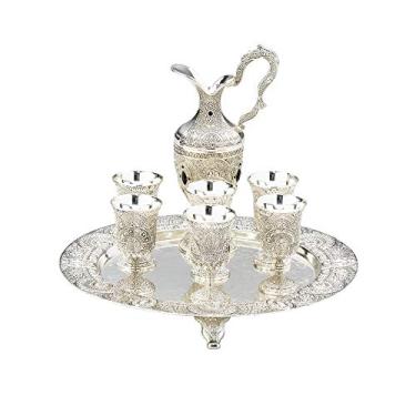 Imagem de Conjunto 8pc P/licor De Zamac Niquelado Marrocos Lyor Prata Único