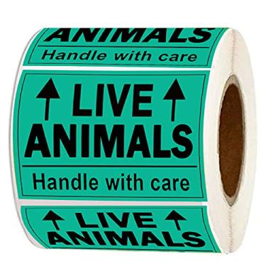 Imagem de Remarkable Live Animals Please Handle with Care Adesivos, 5 x 7,6 cm Fluorescente Frágil Etiqueta de Envio Adesivos para Envio e Embalagem (250 Etiquetas Adesivas)