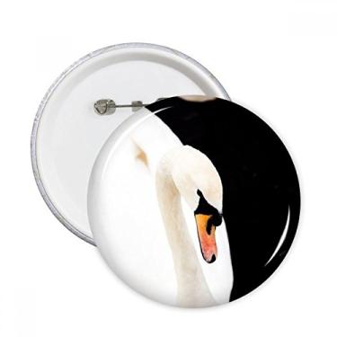 Imagem de Emblema de organismo terrestre animal selvagem cisne branco alfinetes redondos botão decoração acessório 5 peças