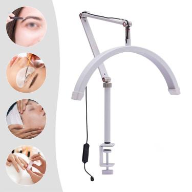 Imagem de Luminaria Meia Lua Estetica Mesa Spa Arco 3 Tons Ajustavel Salao Beleza Suporte Celular Limpeza De Pele Unha Maquiagem Tatuagem Estudio