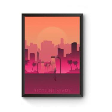 Imagem de Poster Moldurado Hotline Miami Quadro - Fanarte