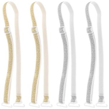 Imagem de Healvian 2 pares de alças de sutiã de substituição, alças ajustáveis para sutiã de lingerie feminina, extensores de alça de sutiã decorativos, alças de substituição brilhantes e alças removíveis para