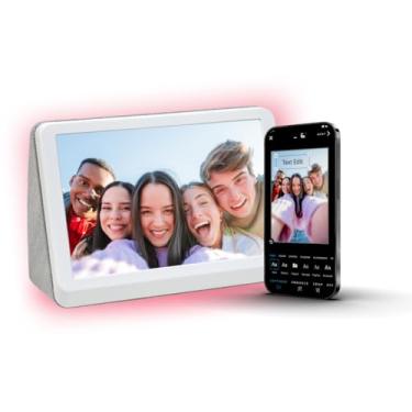 Imagem de Simply Smart Home Porta-Retratos Digital Photoshare Myluma Led De 7" Com Wifi, Leds E Painel Traseiro De Toque Suave. Envie Fotos Ou Vídeos Do Celular Para O Porta-Retratos Digital, Acabamento Branc