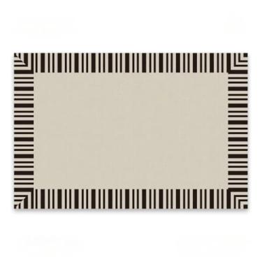 Imagem de Tapetes brancos minimalistas para sala de estar, área grande, linhas abstratas, quarto, design listrado, padrão geométrico (160 x 230 cm, 5,3 x 7,6 pés/QR-7)